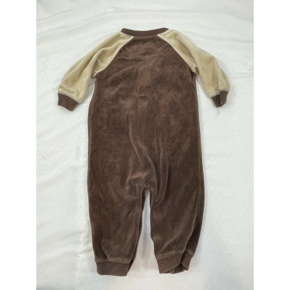 Carter's 1-Piece Brown Romper 9Mo Football Cuddler, soft Super Fun - Picture 5 of 5